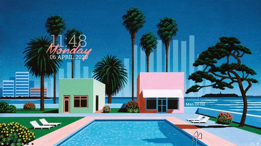Preview of the anime-inspired Hiroshi Rainmeter Suite